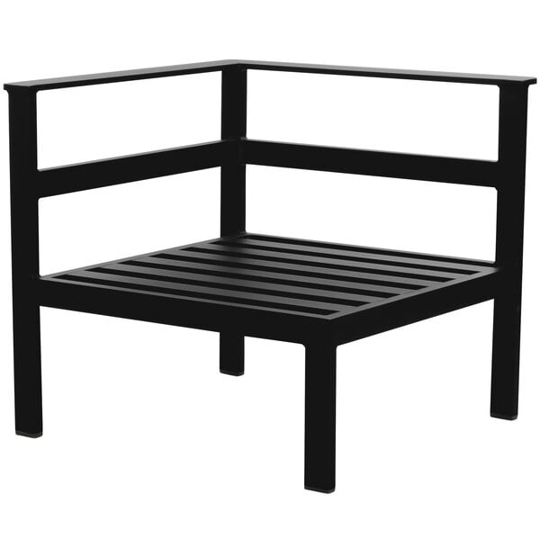 A black BFM Seating outdoor armchair with a metal frame.