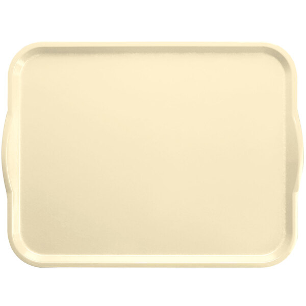 A white rectangular Cambro tray with handles.