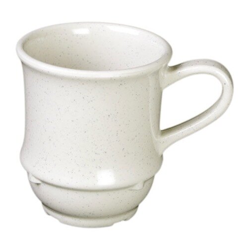 A Thunder Group San Marino Bone White melamine coffee mug with a handle.