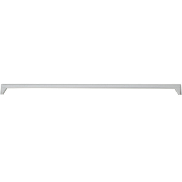 A white metal bar on a white Cambro Camshelving shelf.