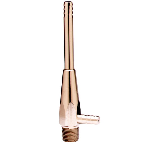 A gold plated brass T&S Aspirator with a small hole.