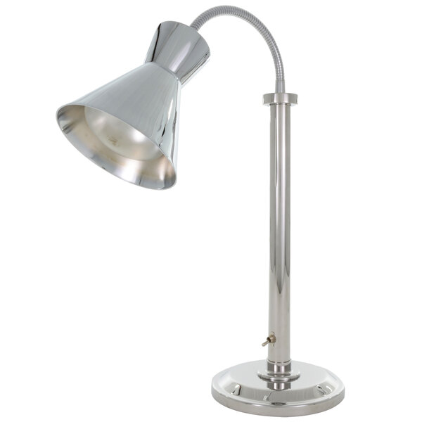A chrome Hanson Heat Lamp with a flexible neck.