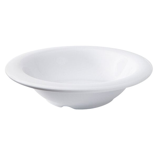 A GET Diamond White melamine deep bowl with a white rim.