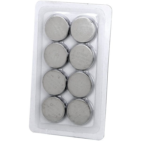 A package of 96 Sterno CR2032 coin button batteries in plastic packaging.