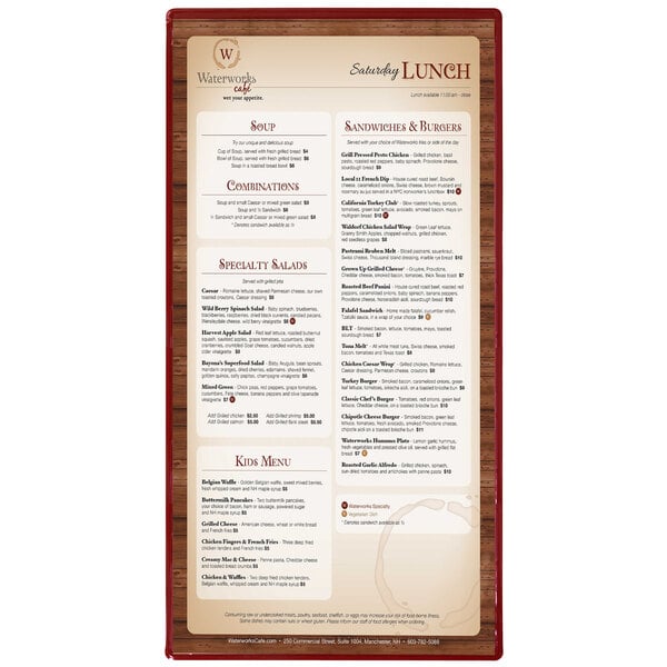 A white Hamilton menu board for wine with two views.