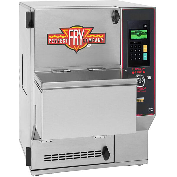 A Perfect Fry countertop deep fryer with a digital display and a button.