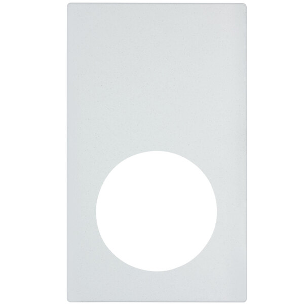 A white rectangular object with a white circle.