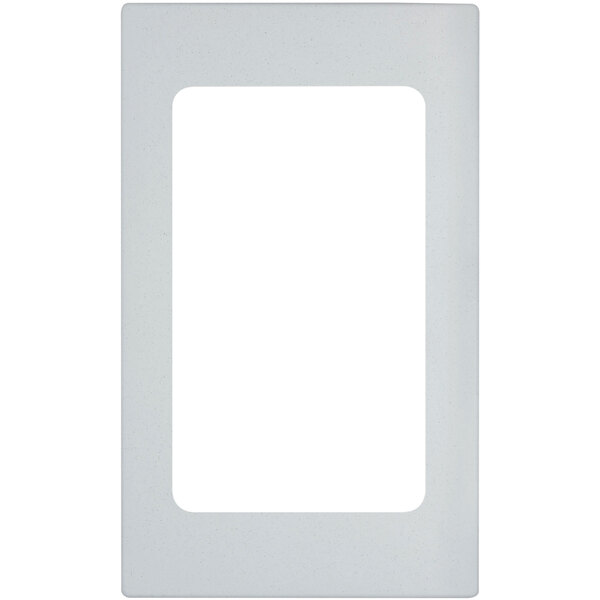 A white rectangular frame with a clear window.