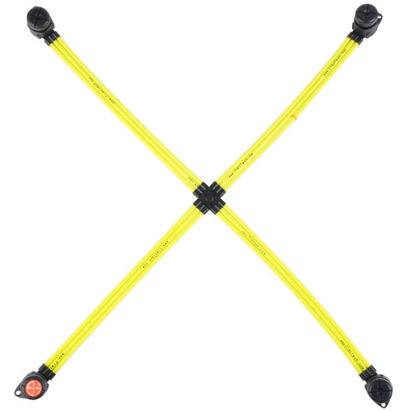 A yellow cross table pad with black ends.
