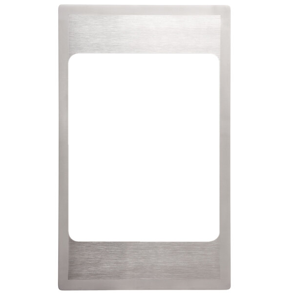 A stainless steel rectangular adapter plate with a satin finish edge.