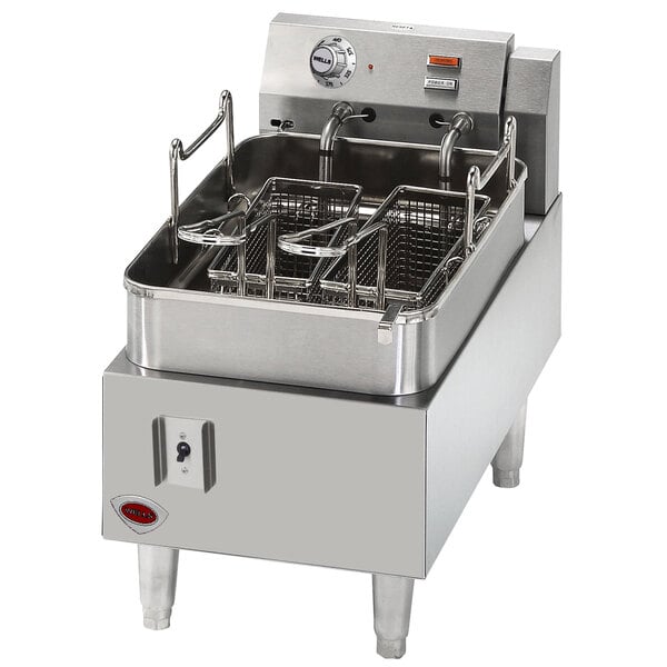 A Wells electric countertop fryer with two baskets.