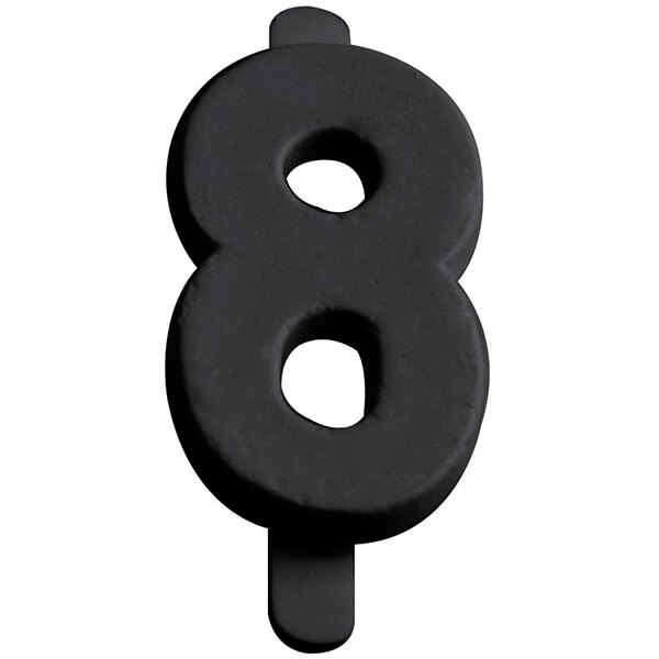 A black molded plastic number 8 with holes.