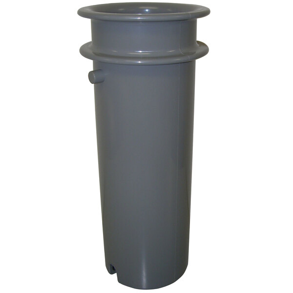 A grey plastic container with a lid.