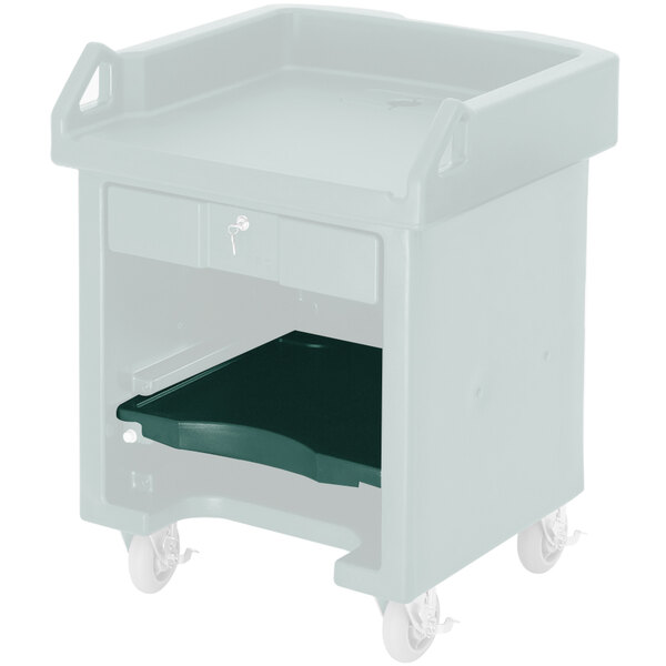 A green plastic shelf for a Cambro Versa Cart.