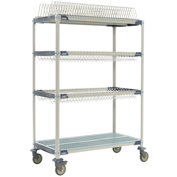 A MetroMax i metal drying rack shelf kit with wheels.