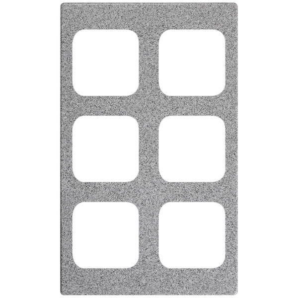A Vollrath gray granite resin adapter plate with six white squares.
