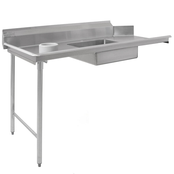 A stainless steel Eagle Group dishtable with a scrap block on the left.