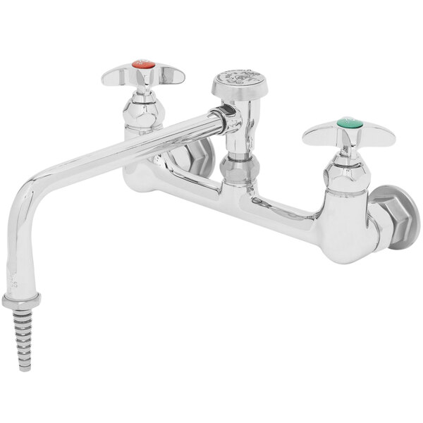 A T&S chrome laboratory faucet with 4-arm handles.