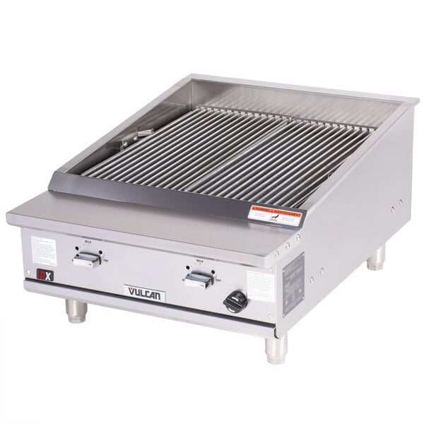 A Vulcan Liquid Propane Infrared Charbroiler with a stainless steel top on a counter.