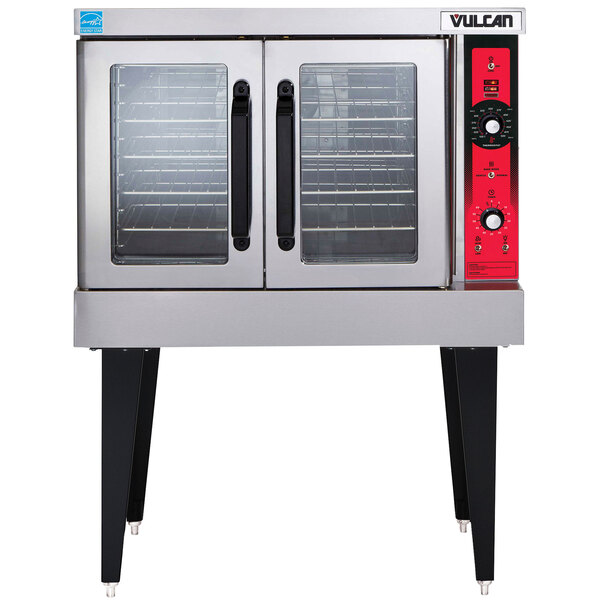 A Vulcan commercial liquid propane convection oven with glass doors.