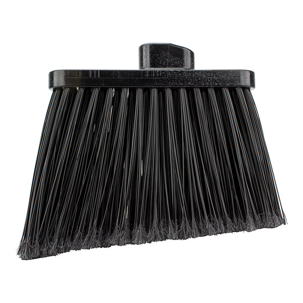 A black Carlisle Duo-Sweep broom head with black flagged bristles.