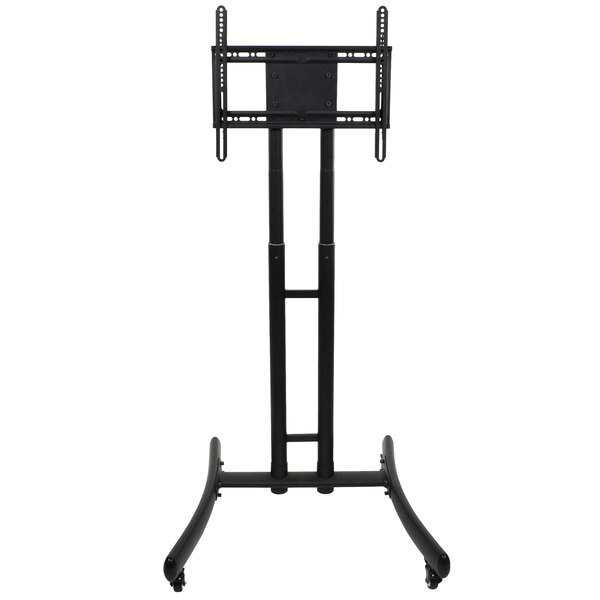 A black Luxor TV cart with a black metal frame and two hooks on top.