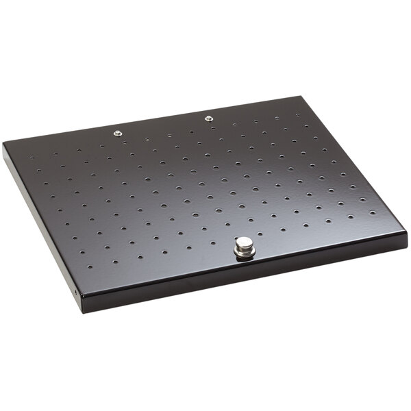 A black rectangular Merrychef lower impingement plate with holes.