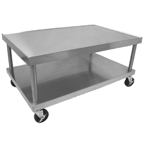 A Wolf stainless steel mobile equipment stand with wheels.