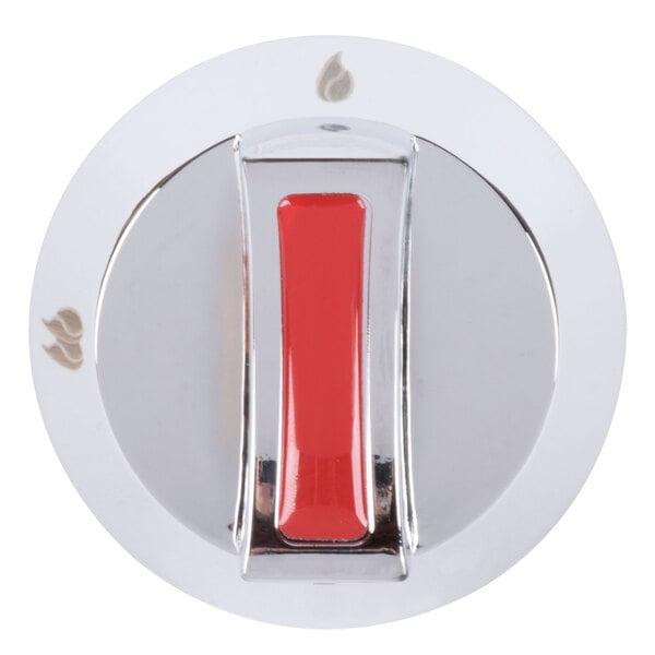A red rectangular knob with a white border.