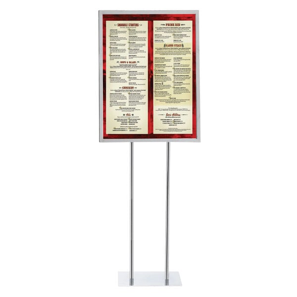 A white rectangular Aarco sign holder with a black border containing red and white text.