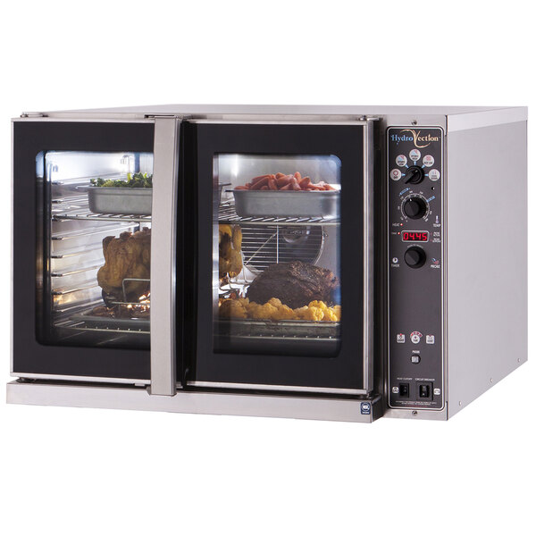 A Blodgett liquid propane commercial convection oven with food on trays.