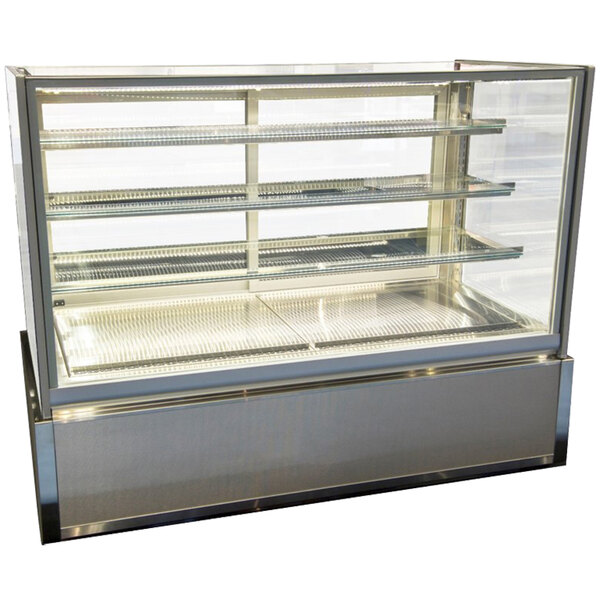 A Federal Industries Italian Series Dry Bakery Display Case with shelves.