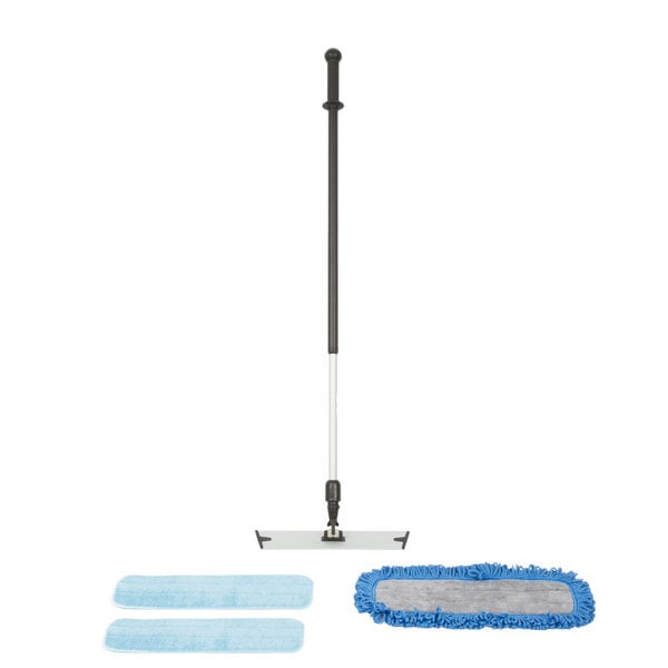 A Lavex microfiber mop kit with wet and dry pads.