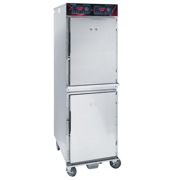 A Cres Cor aluminum cook and hold oven with two doors.