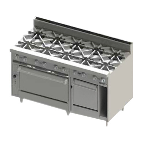A Blodgett natural gas range with a convection oven and a standard oven.