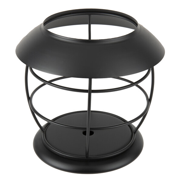 A black metal Sterno Nautical lamp base with a round top and base.