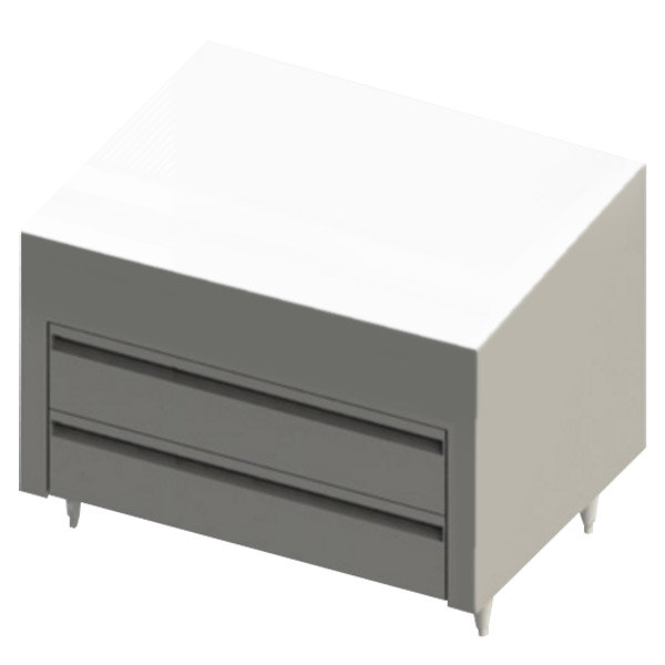 A white rectangular Blodgett chef base with two drawers.