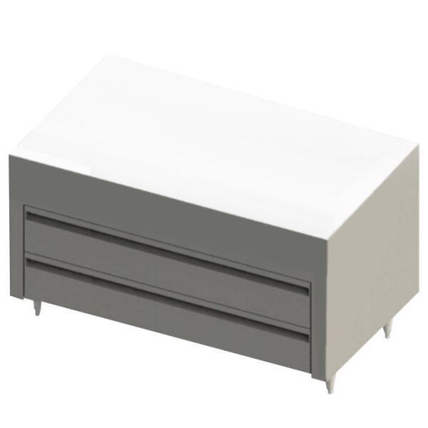 A white and grey Blodgett chef base with two drawers.