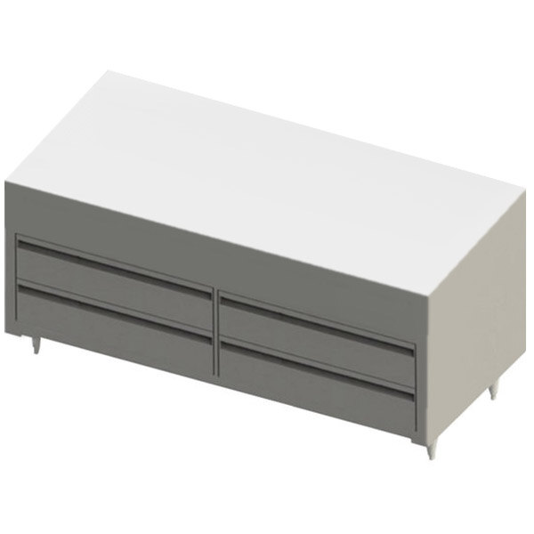 A grey rectangular Blodgett chef base with drawers.