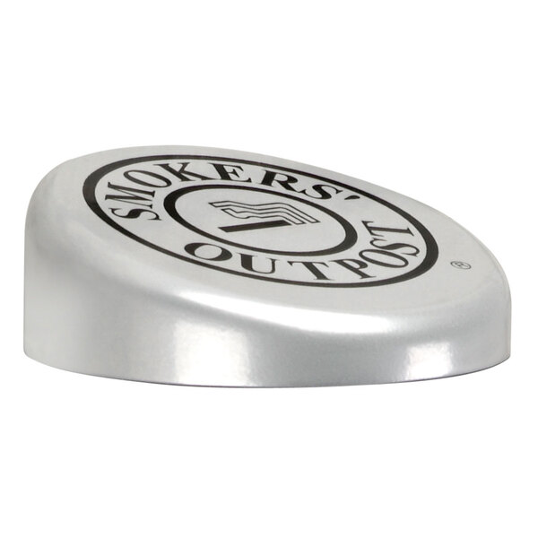 A silver metal cap with the Smoker's Outlet logo.