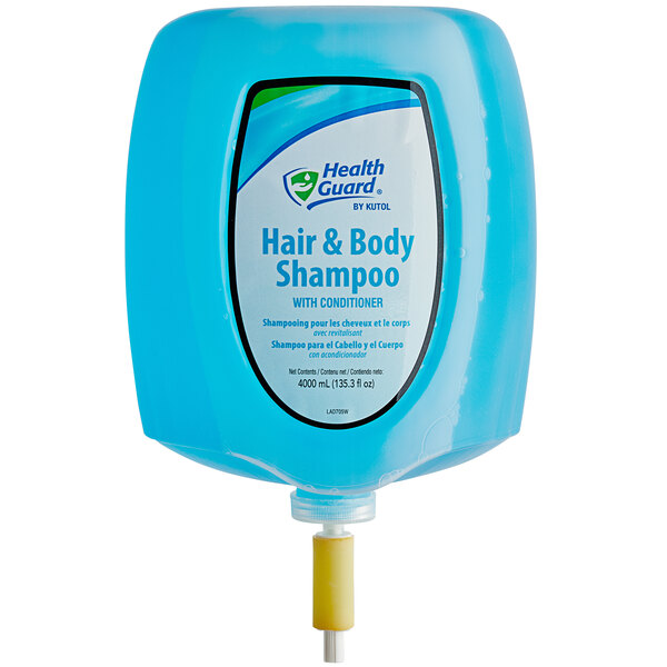 A case of 2 blue Kutol Health Guard hair and body shampoo bottles.