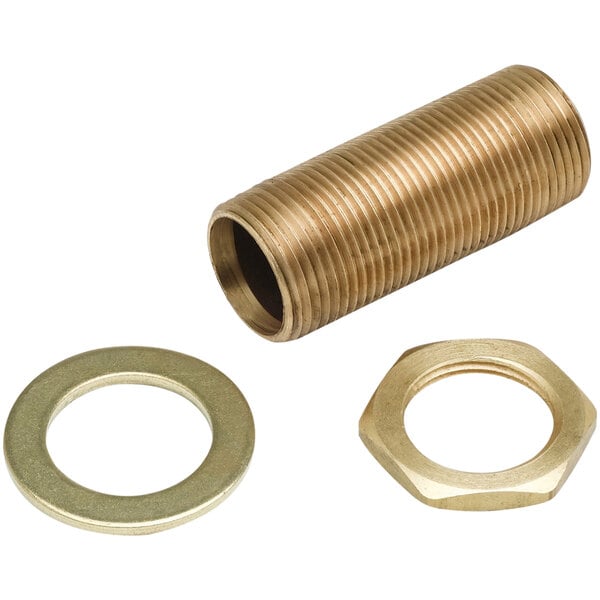 A T&S brass supply nipple with 3/4" NPT ends.