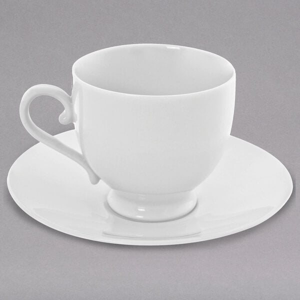 A 10 Strawberry Street Royal White white teacup and saucer.