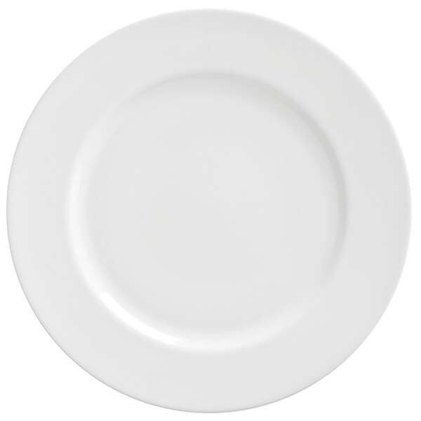 A 10 Strawberry Street Royal White porcelain salad/dessert plate with a round edge and white rim.