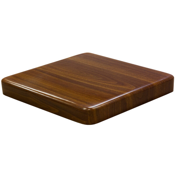 An American Tables & Seating walnut resin square table top.