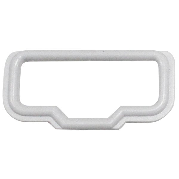 A white rectangular plastic handle with a small hole.