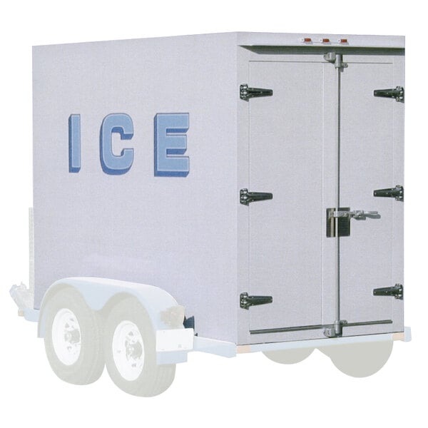 A white trailer with a door.