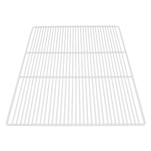 A white metal grid shelf for True deli and bakery cases.