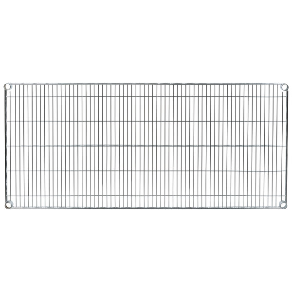 A Metro Super Erecta wire shelf with a metal grid and metal handles.