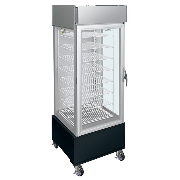 A Hatco Flav-R-Savor pizza holding cabinet with glass doors.